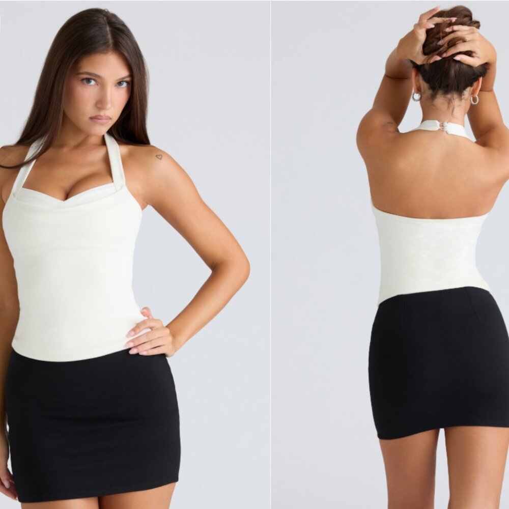 House of CB The Peekaboo ivory halter neck corset top NWOT